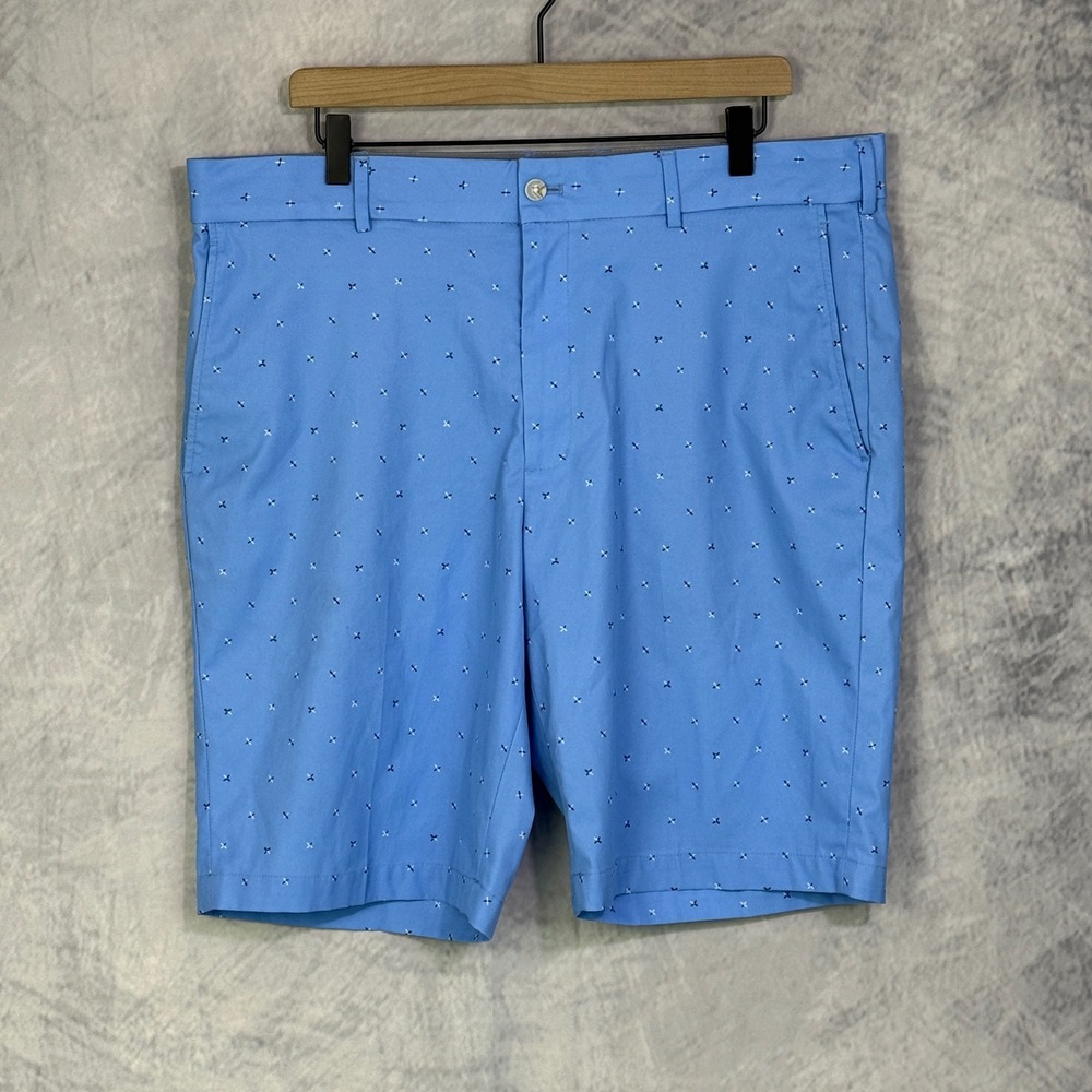 Walter Hagen Mens 10" Golf Shorts Blue Geometric Print Sz 38 performance preppy